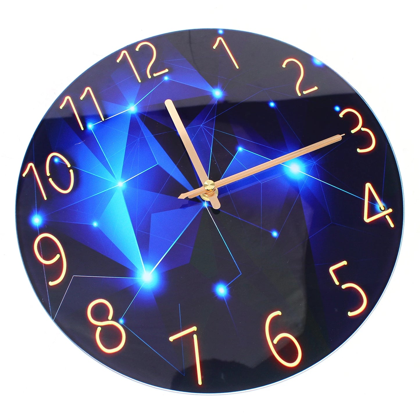 12Inch Wall Clock Silent Large Wall Clock Glass Wall Clock Battery Operated Blue Decorative Wall Clocks