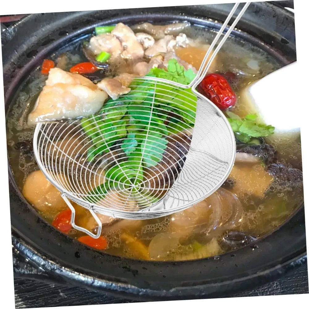 1pc Stainless Steel Skimmer Ladle Portable Colander Spoon for Cooking Efficient Oil Strainer Convenient Hanging Hook for Home R