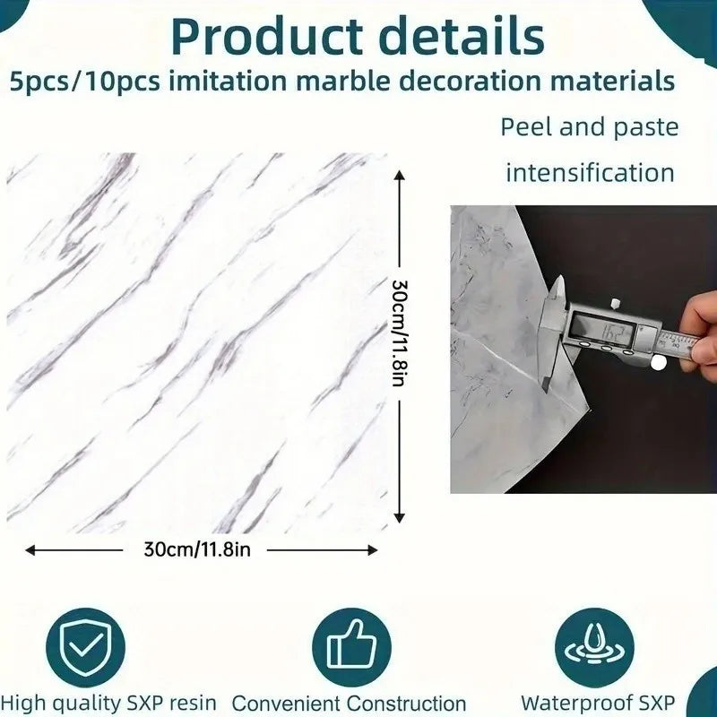 30PCS Peel - off Thickened Floor Stickers: Imitation Marble for Furniture Decoration