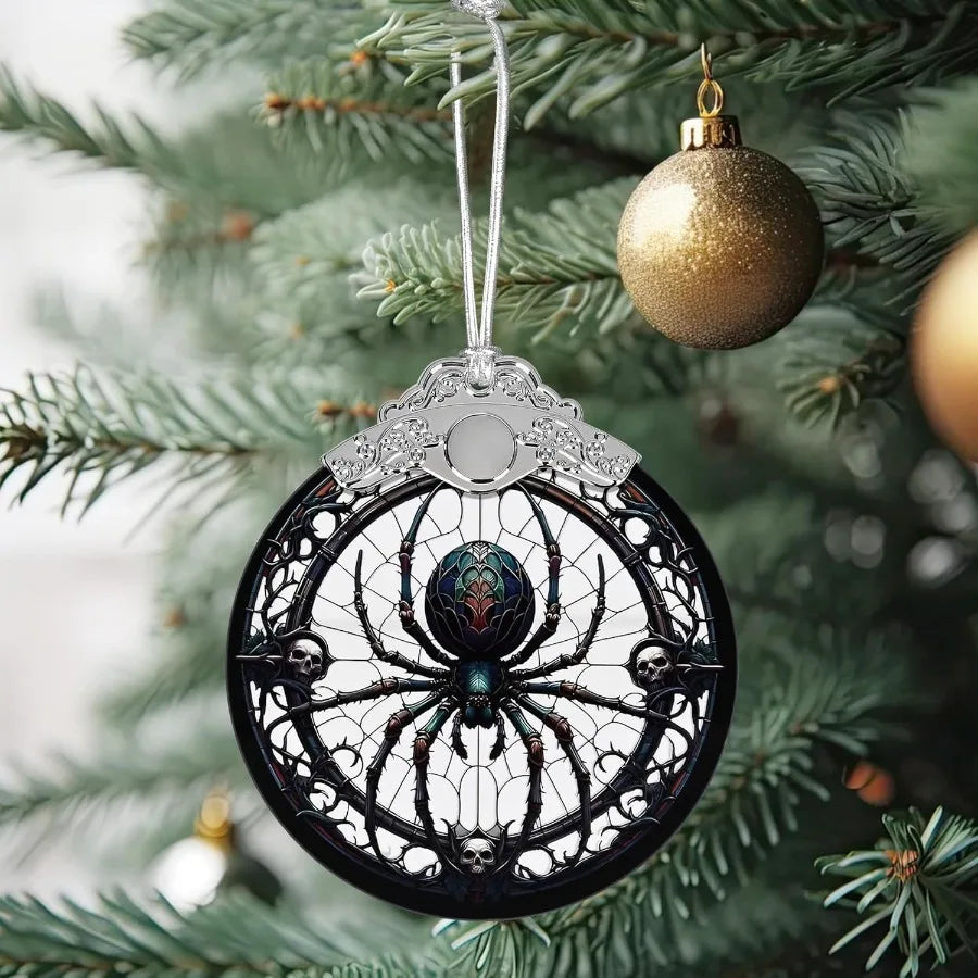 Christmas Ornament Stained Glass Ornament Christmas Decorations for Tree Holiday Ornament Unique Gift Idea Dark Spider