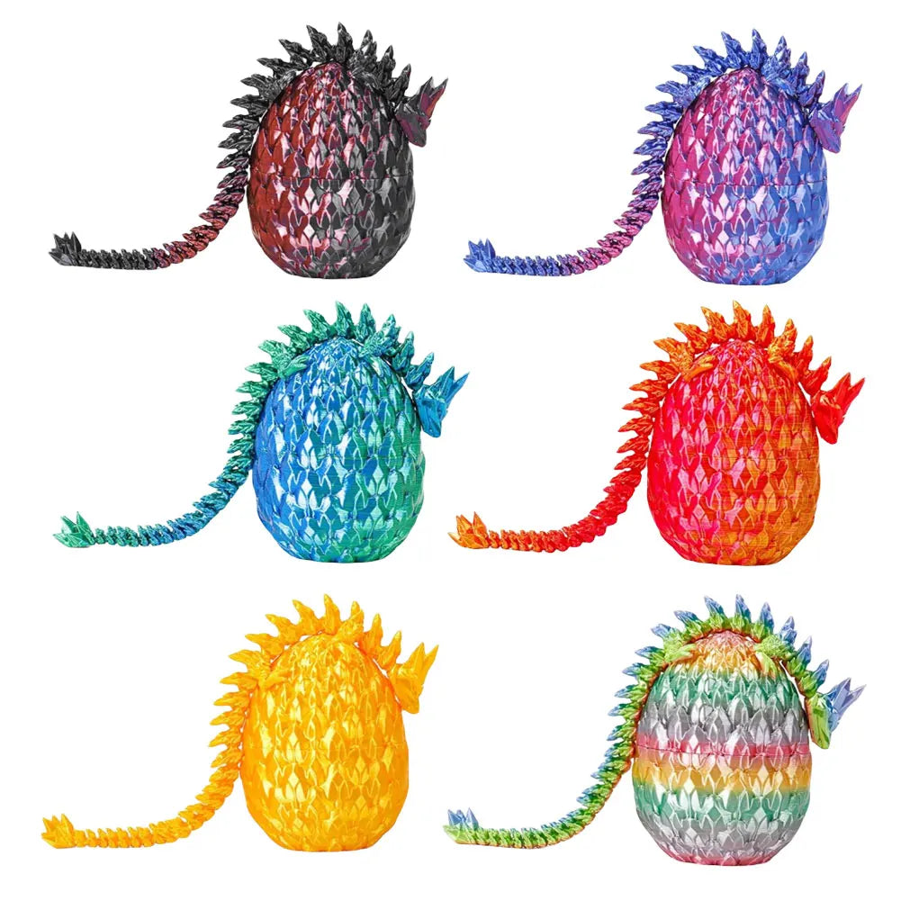6Pcs 3D Printed Dragon Egg Relief Anxiety Dragon Fidget Toy 3D Printed Articulated Dragon Home Office Decor Toys for Kids Gifts