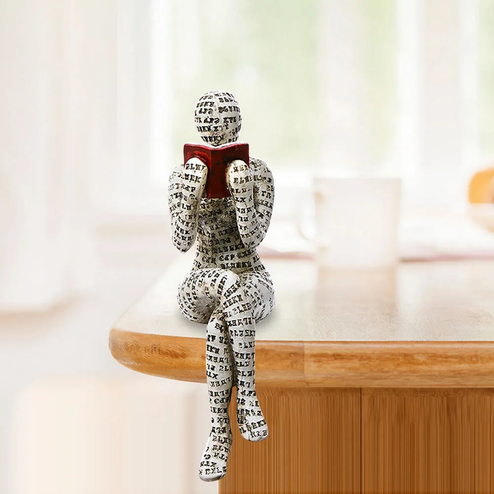 Reading Woman Statue Resin Sculptures Craft Home Room Desk Ornaments Decoration