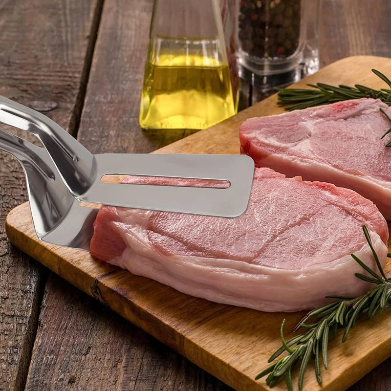 Stainless Steel Food Tongs - Multipurpose Kitchen Turner for Grilling, Flipping Steak, Fish & Pizza cuisine kitchen tools