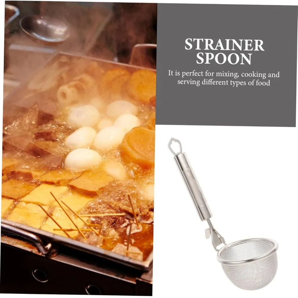 Stainless Steel Pasta Straining Spoon Long Handle Colander for Fried Foods Cooking Serving Kitchen Utensil Easy to Store for Ho