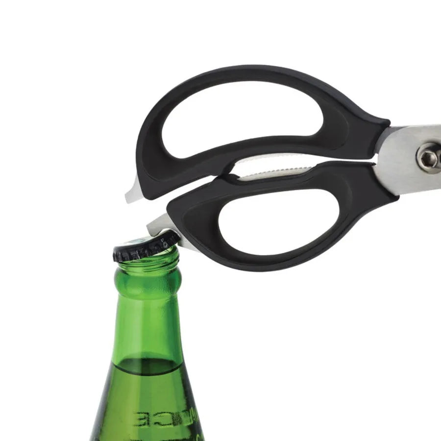 4 in 1 Stainless Steel Scissors with Nonslip Handles in Black for Kitchen Gardening Craft and Office Use Durable Ergonomic and