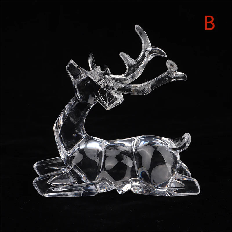 1Pc Crystal Deer Figurines Desktop Ornament Room Decor Transparent Elk Reindeer Sculpture Home Office Decoration