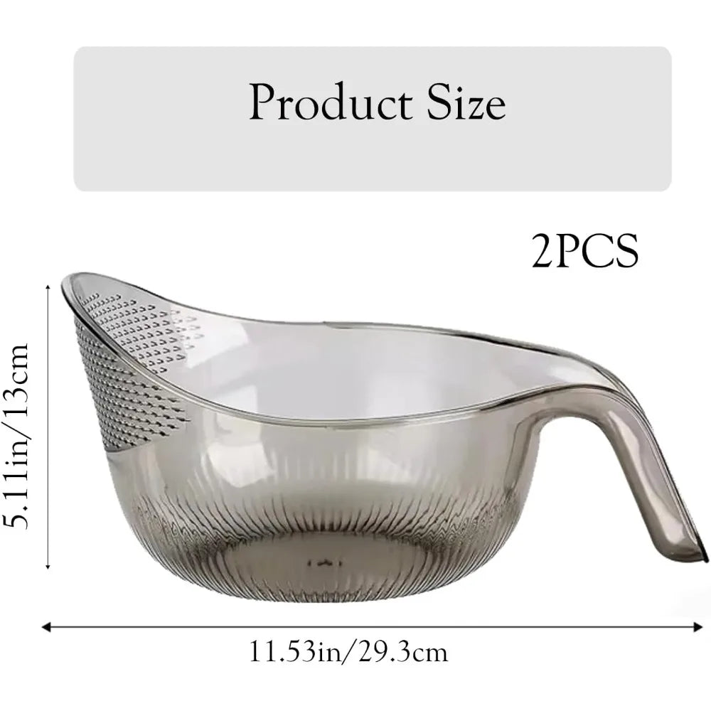 2 PCS 2-In-1 Multifunctional Rice Strainer,Large Rice Washer Beans Washer Strainers And Colanders - Washing Bowl for Fruit Washi
