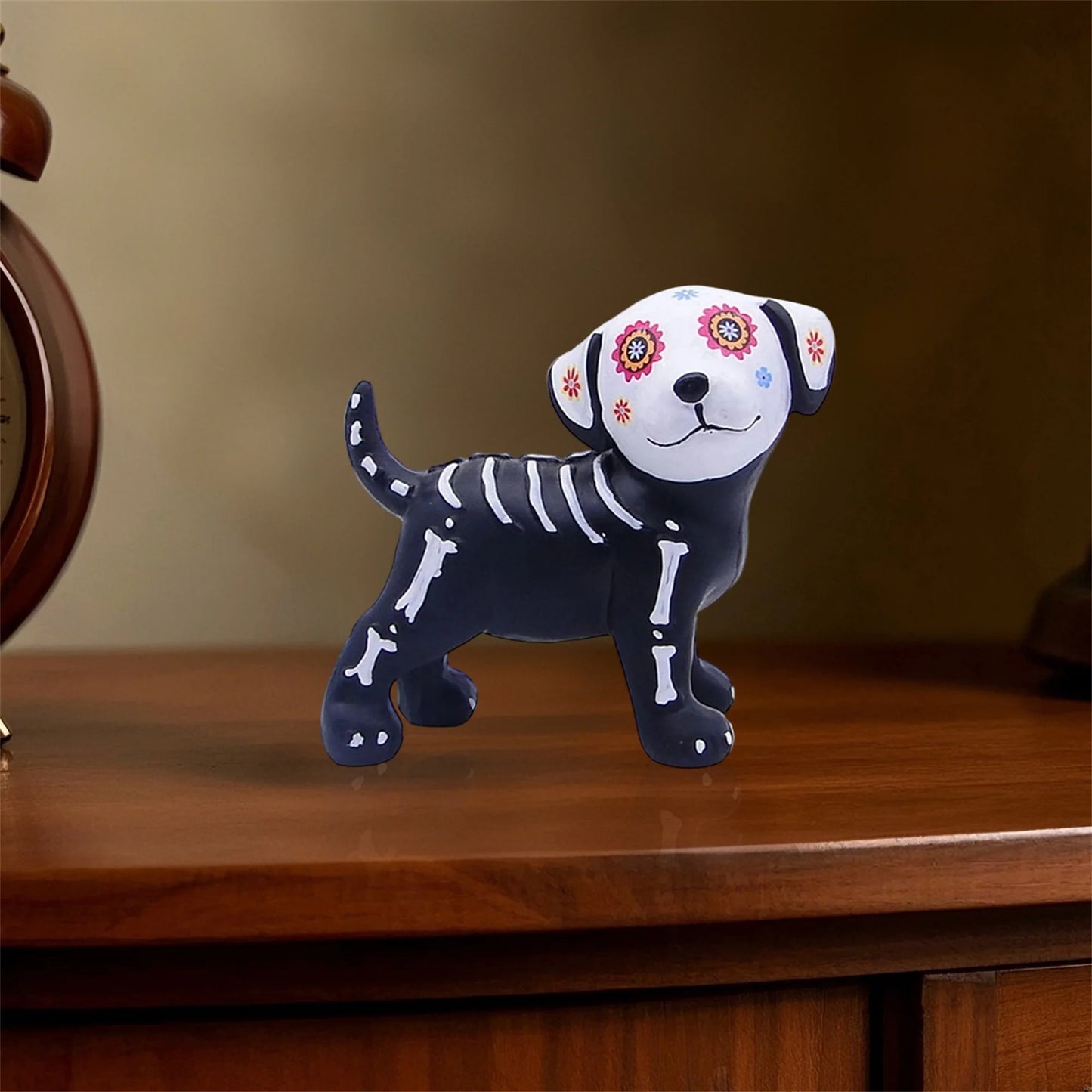 Spooky Halloween Resin Figurine Cute Dog Cat Desktop Decorative Ornaments for Home Living Room Office Decoration