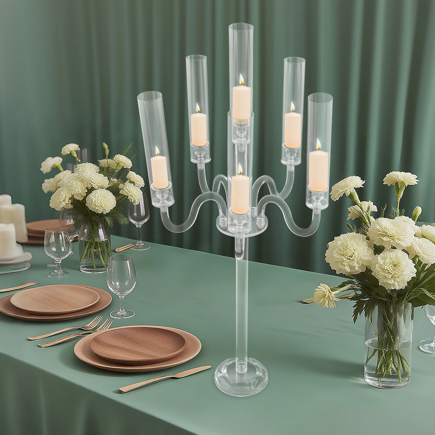 6 Arm Acrylic Candle Holder,Diameter of 0.87in Candle Holder for Wedding Party,Electronic Candle Holder,For Anniversaries