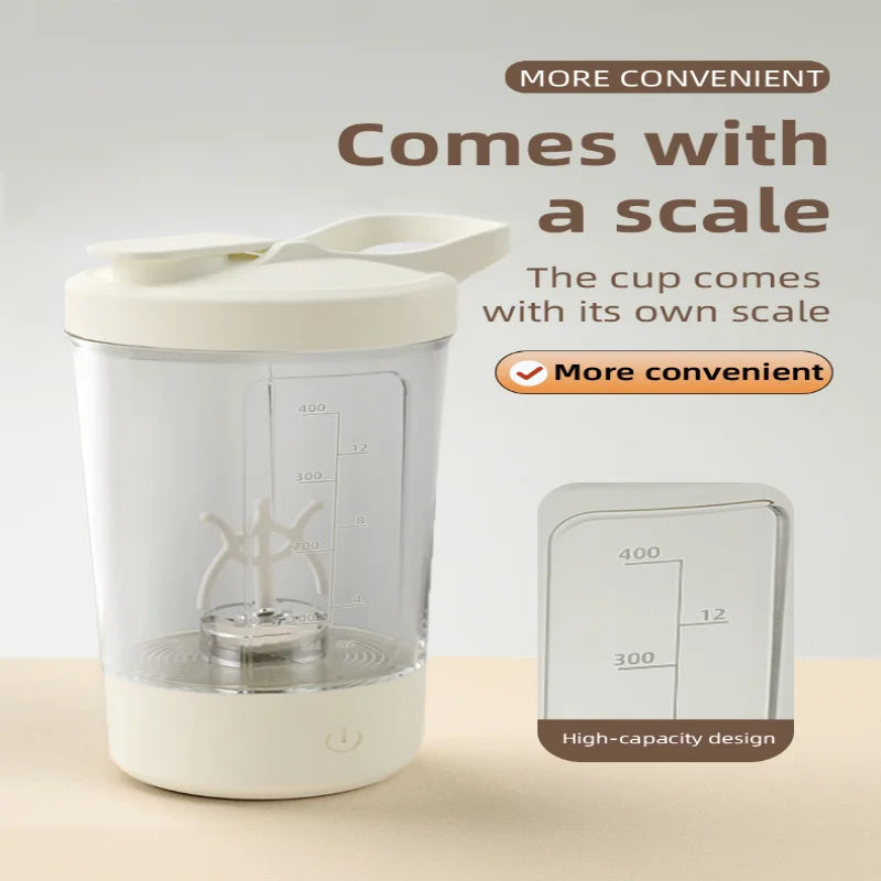 White 500ml USB-Powered Self-Stirring Mug with Lithium-Ion Battery for Fitness Drinks & Protein Shakes Kitchen Appliance
