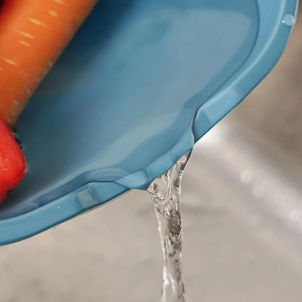 2 in 1 Plastic Vegetable Washing Basket, Carry Large Number Ingredients and Fruits, Multiple Drain Basket Kitchen Fruit Washing
