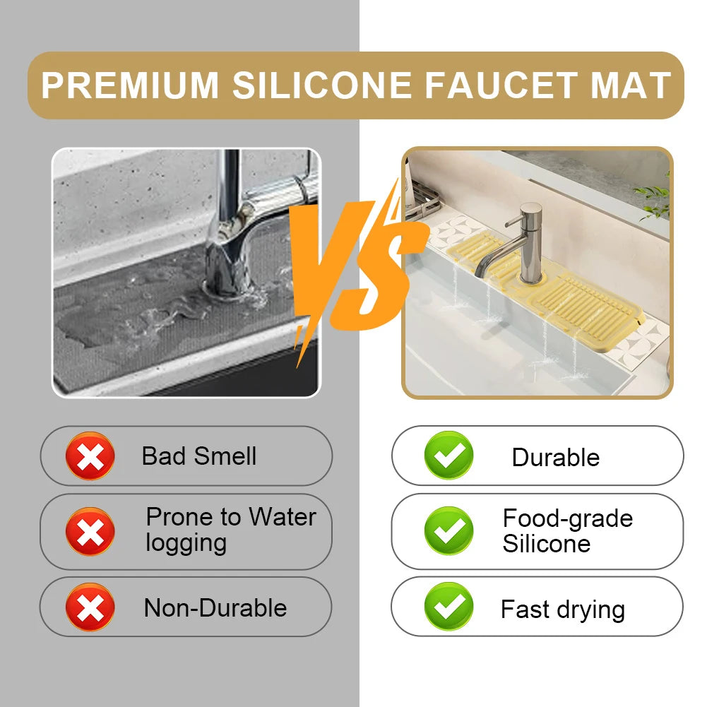 Silicone Drip Catcher Tray Quick Dry Water Catcher Mat Multi-Purpose Faucet Drainage Pad Drying Mat for Kitchen Bathroom