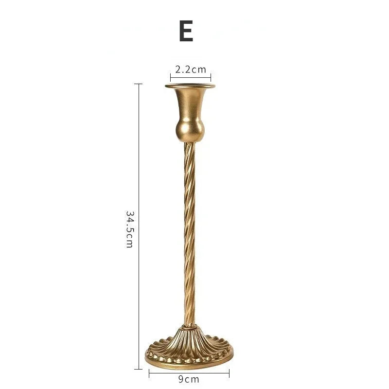 3pc Candlestick Holders Kit Brass Gold Candlestick Set Candle Holders Decorative Candlestick Stand for Wedding Party Dinning
