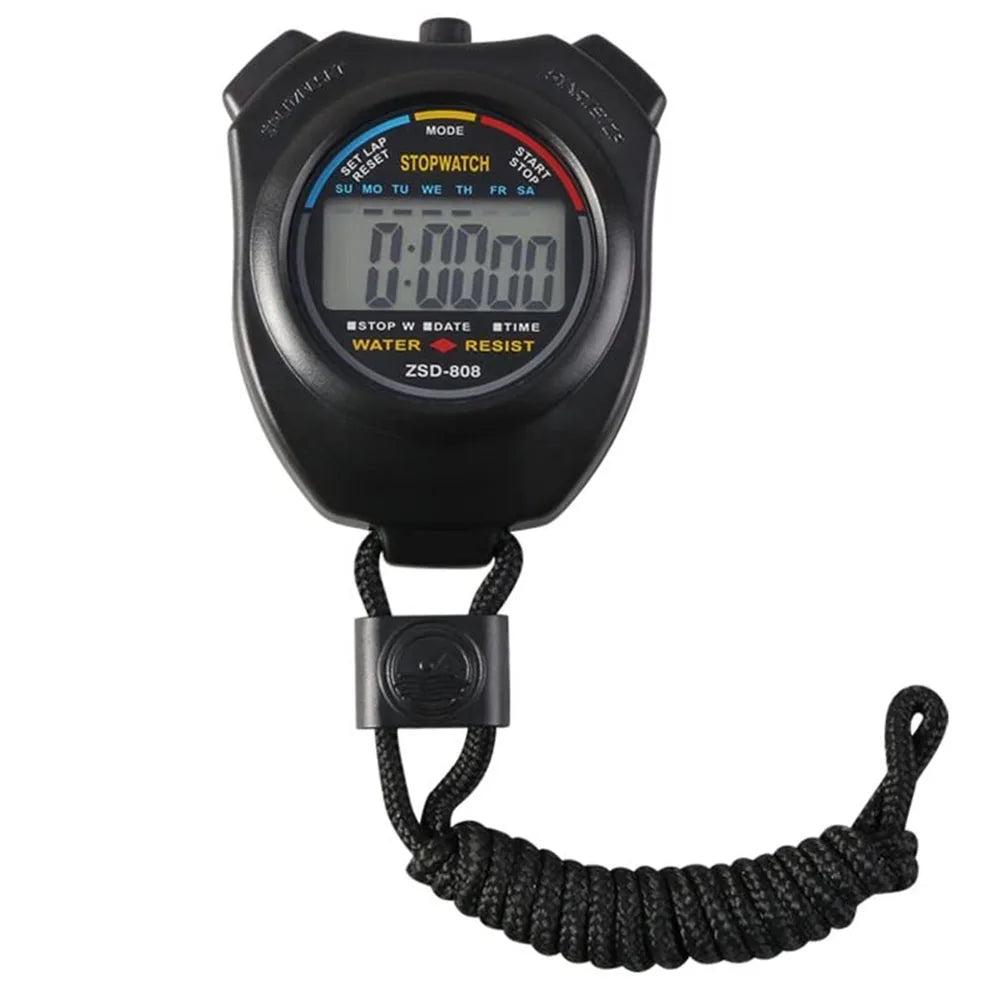 Portable Waterproof Chronometer Handheld Stopwatch Digital Sport Stopwatch LCD Timer Stop Watch Timer Tool Black