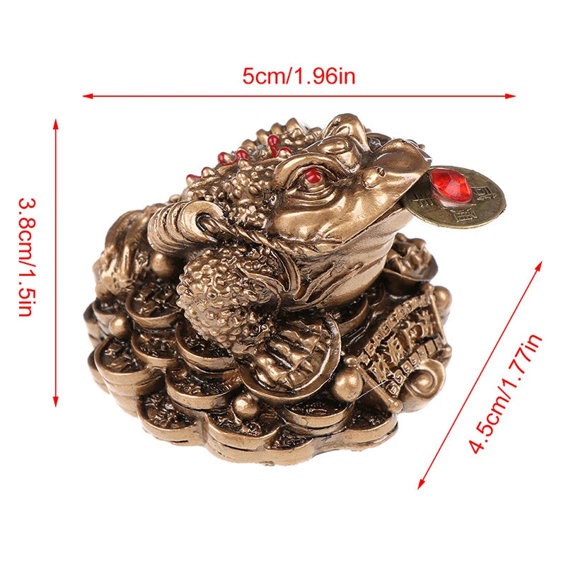 1PC Tabletop Ornaments Feng Shui Toad Money Resin Fortune Wealth Chinese Golden Frog Coin Home Office Decoration Lucky Gifts