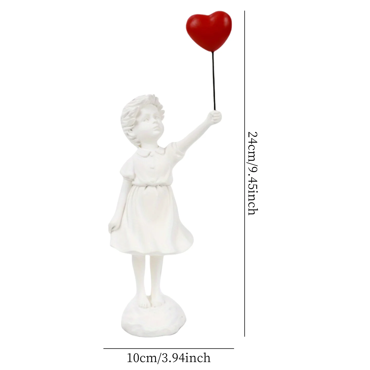Girl with Balloon Statue, Girl's Love Balloon Art Sculpture, Resin Crafts Home Statues, Girl with Balloon Resin Sculpture Figure