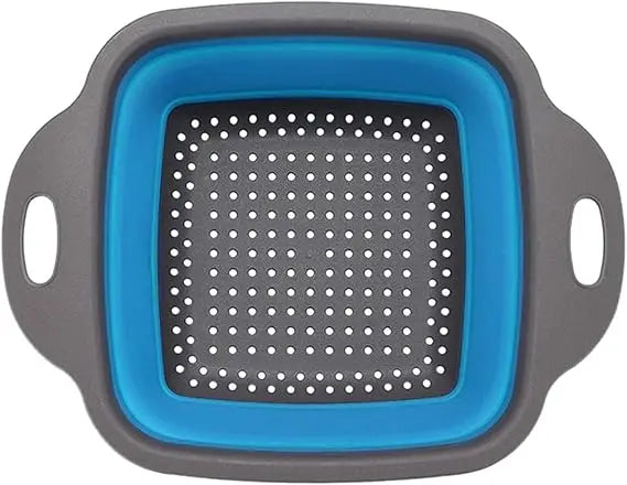 Storage Bag Fruit and Vegetable Basket Folding Filter Square Draining Basket Colander Silicone Kitchen Garlo Sink Rack (M, One