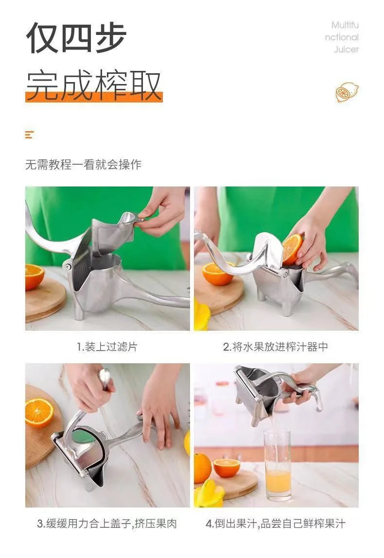Stainless Steel Lemon Squeezer - Hand Press Juicer for Orange Pomegranate Lime | Manual Citrus Fruit Juice Maker Tool