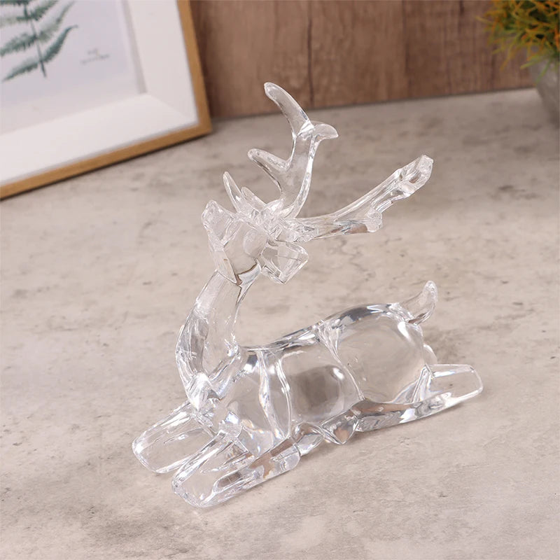 1Pc Crystal Deer Figurines Desktop Ornament Room Decor Transparent Elk Reindeer Sculpture Home Office Decoration