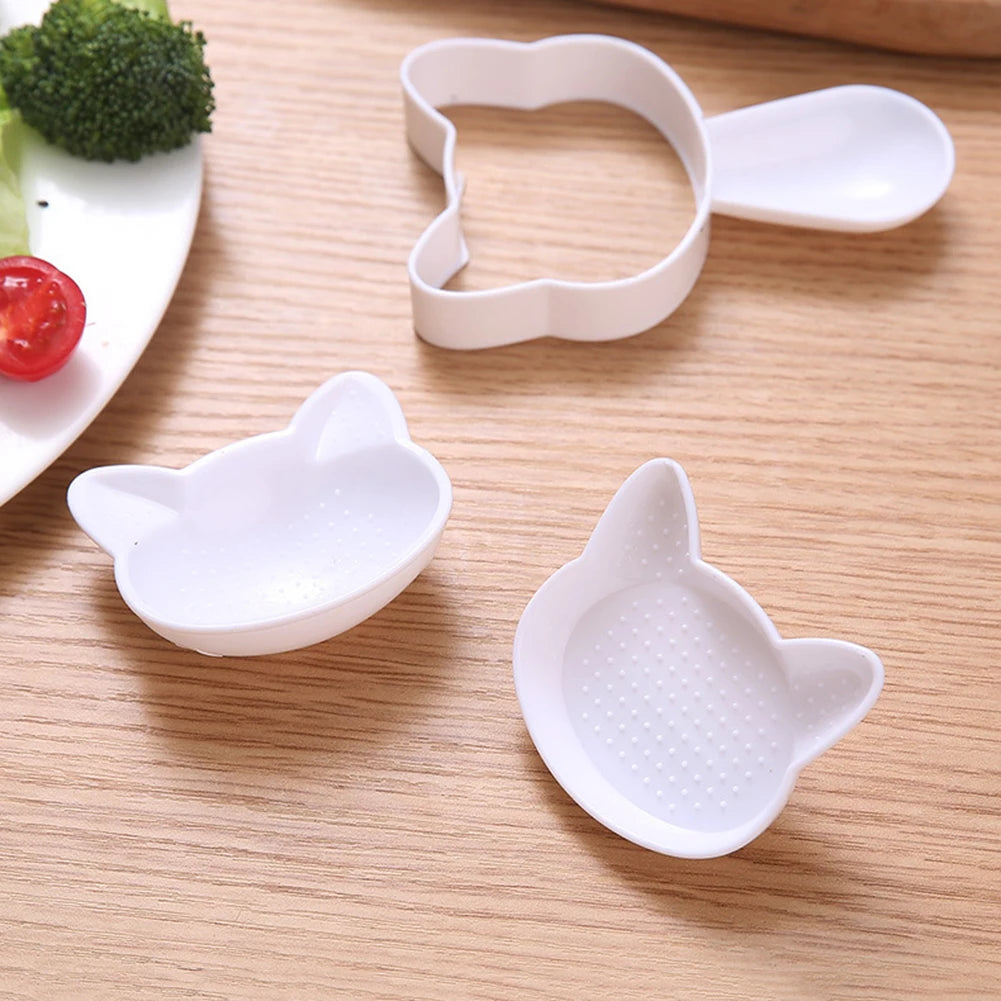 Cute Cat Rice Mould Rice Ball Mold Set for Kids Bento Accessories Cartoon Onigiri Mold for DIY Fun Lunch Box Picnic Tool