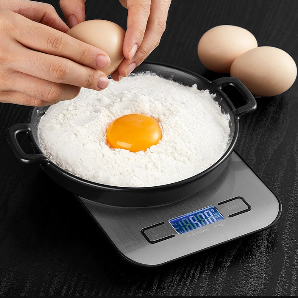 10kg Kitchen Digital Scale USB Charging LCD Display Stainless Steel Electronic Scales Jewelry Food Snacks Weighing Baking Tools