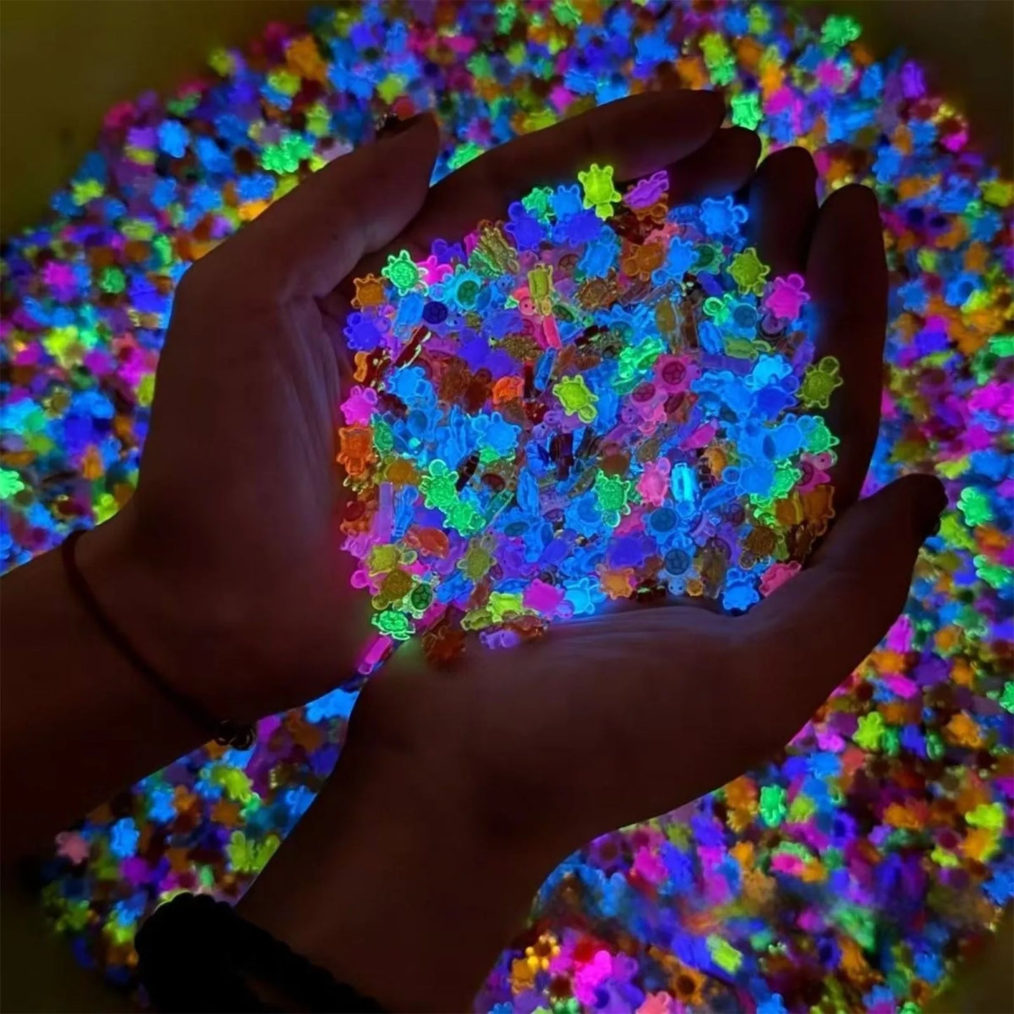 100pcmini Resin Animal Turtle Glow In The Dark Pieces Miniature Items Dolls Hideable Little Turtle For Garden Decoration Dollhou