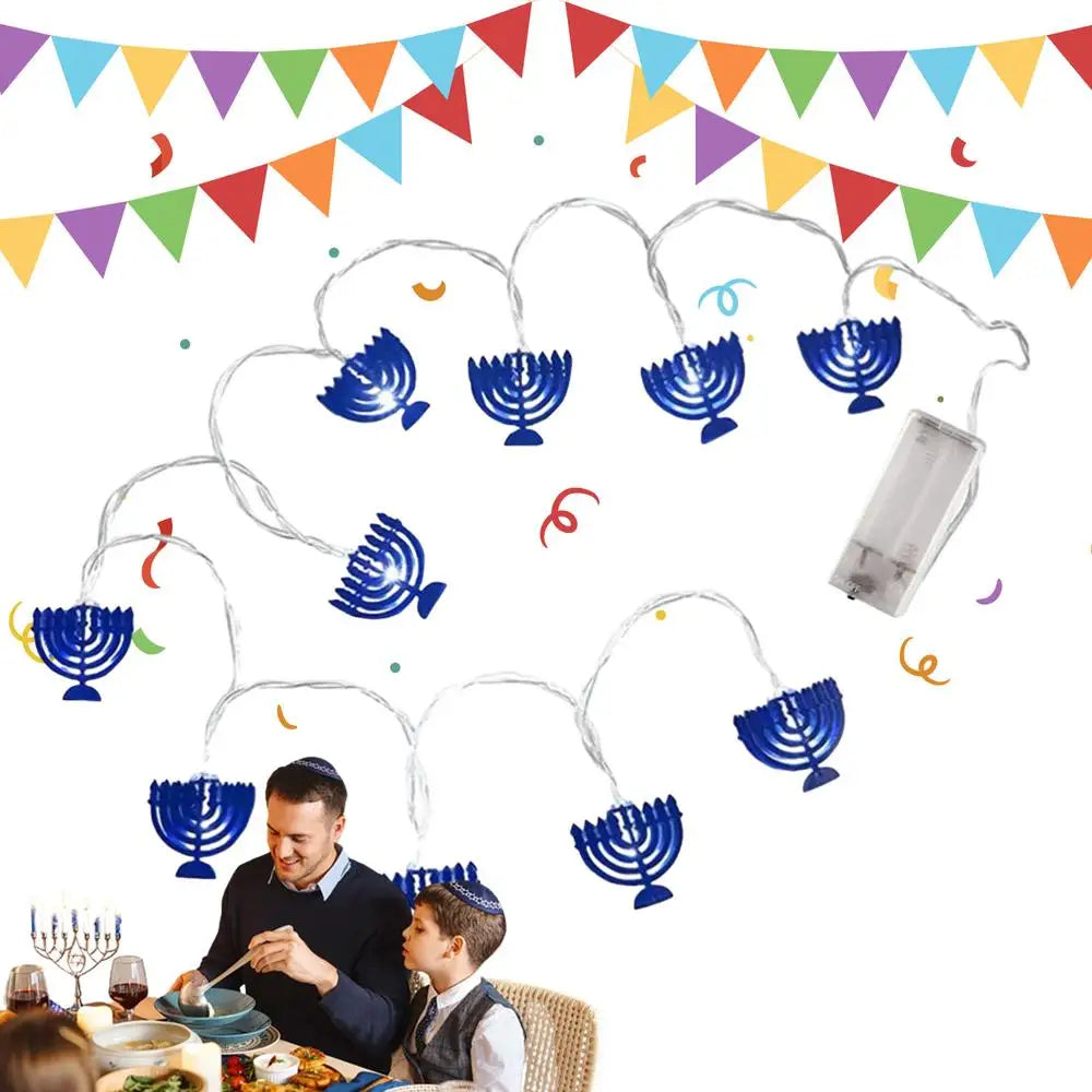 Hanukkah String Lights 9.84ft Chanukah Lights Decorations 20LEDs Chanukah Decor Battery Operated Blue Hanukkah Lights For Window