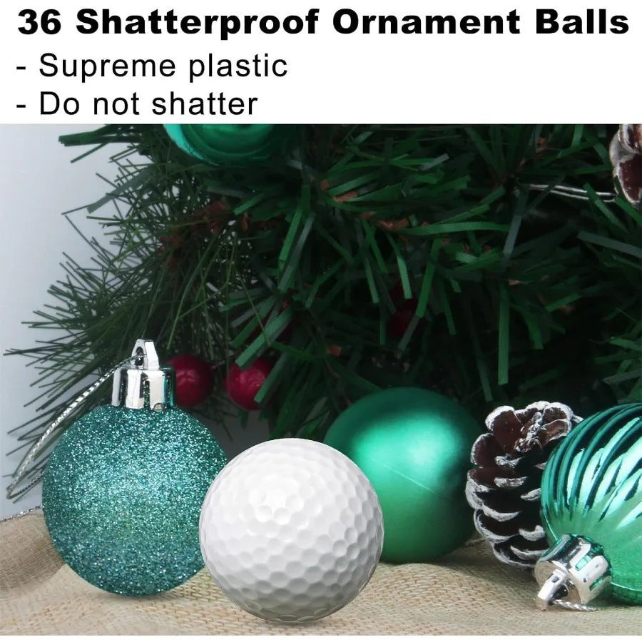 Christmas Balls Ornaments for Xmas Tree Shatterproof Christmas Tree Decorations Small Hanging Ball Teal 1.6in x 36 Pac