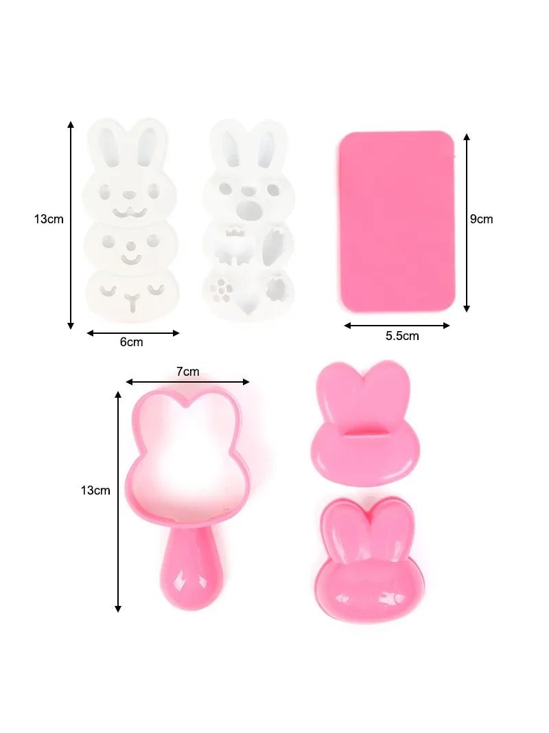 Rice Ball Mold Set Chicken Bear Kawaii Sushi Curry Rice Mould Pattern Bento Accessories Seaweed Cutter Kitchen Tools