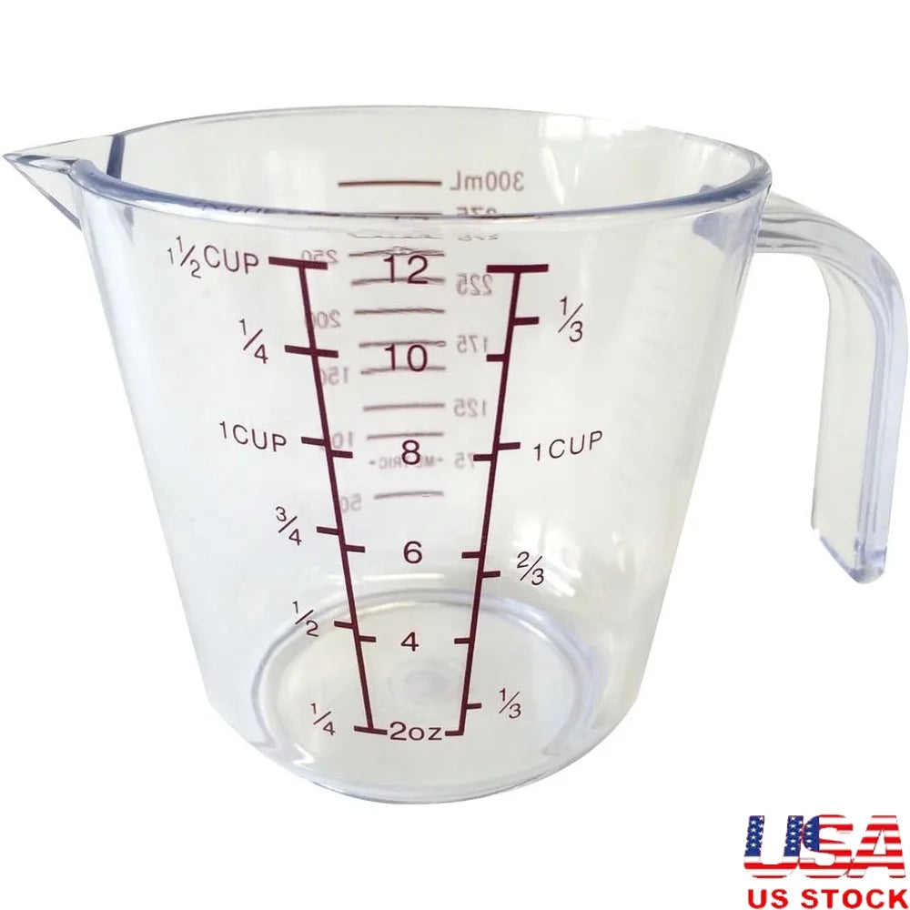 12 oz Plastic Measuring Cup Clear 1.5 Cup Capacity Kitchen Tool Baking Cooking Essential 4.75x3.63x3.5 Inch