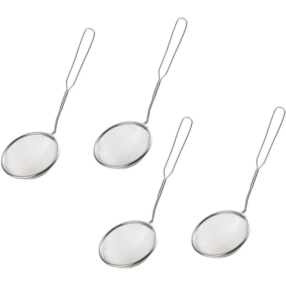 4pcs Stainless Steel Strainer Spoons Multipurpose Hot Pot Colanders for Oil Filtering and Draining Small Kitchen Scoop for Home