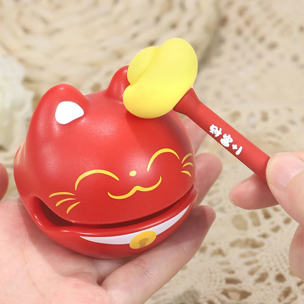 Decompression Wooden Fish Lucky Cat Wooden Fish Soundmaking Percussion Instrument Fortunate Wooden Fish Cat Figurines Decor