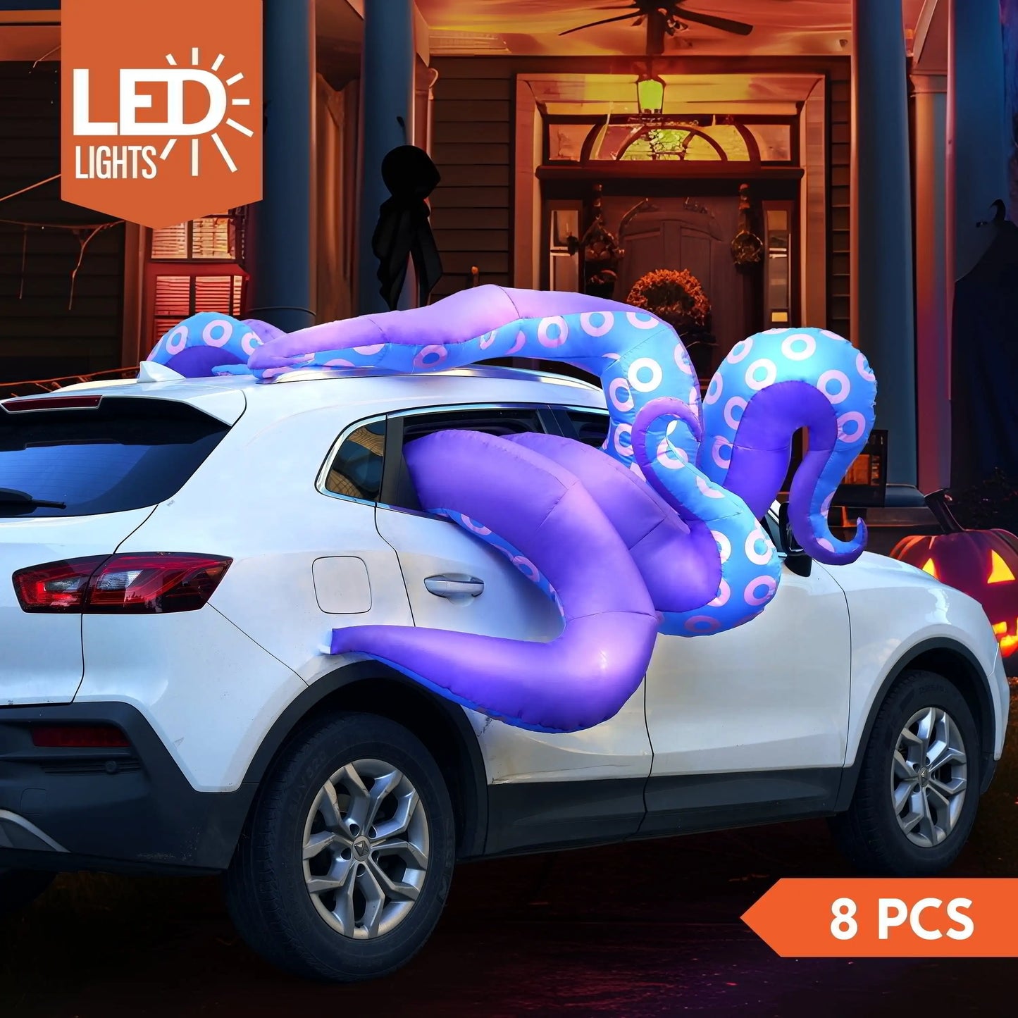 Joyfy 8 pcs Halloween Inflatable Octopus Tentacles Decoration Octopus Tentacles with Built-in LED Light for Halloween Party
