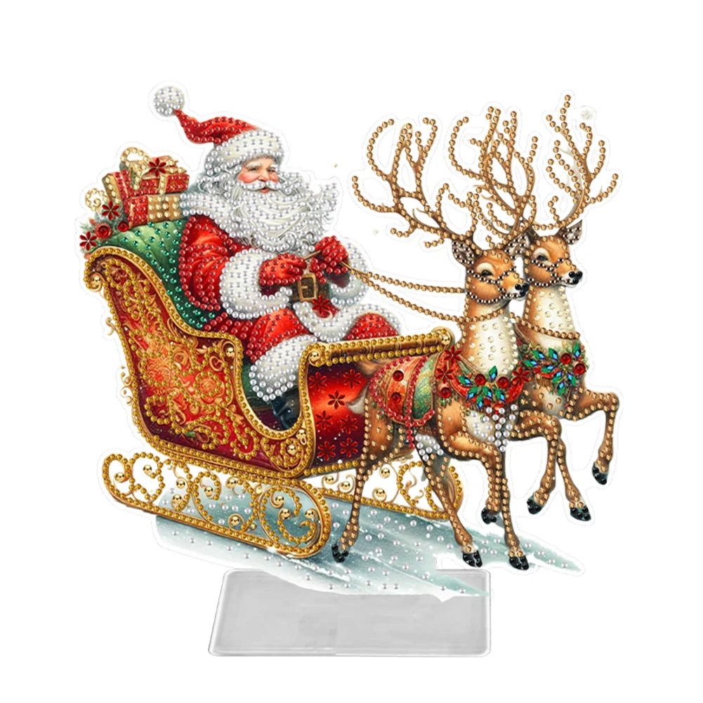 Acrylic Christmas Special Shape Merry-go-round Rhinestones Desktop Ornaments Diamond Painting Desktop Decors for Adults Beginner