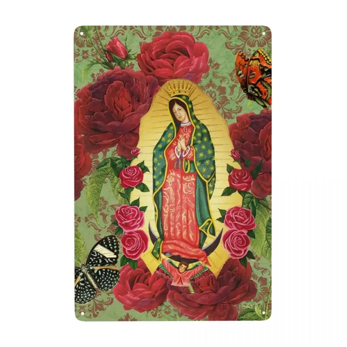Retro Virgin Mary Of Guadalupe Metal Tin Sign - Custom Mexico Catholic Saint Plaque, Pub Cafe Yard Home Decor