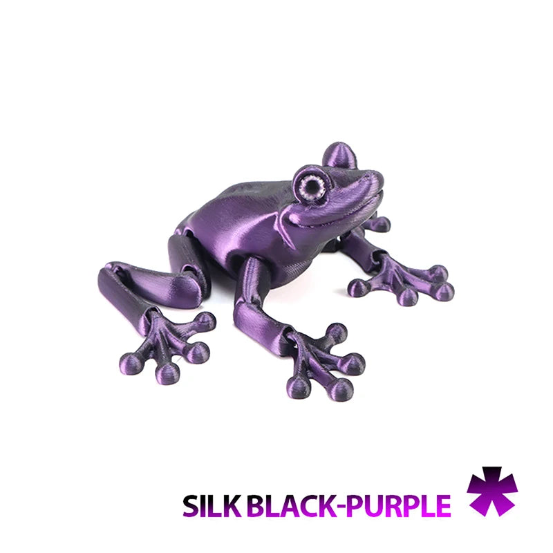 1 Piece Kids Gift 3D Printed Mini Cute Frog Figure Multi-joint Movable With Glittering Eyes For Room Decoration DIY Accessories