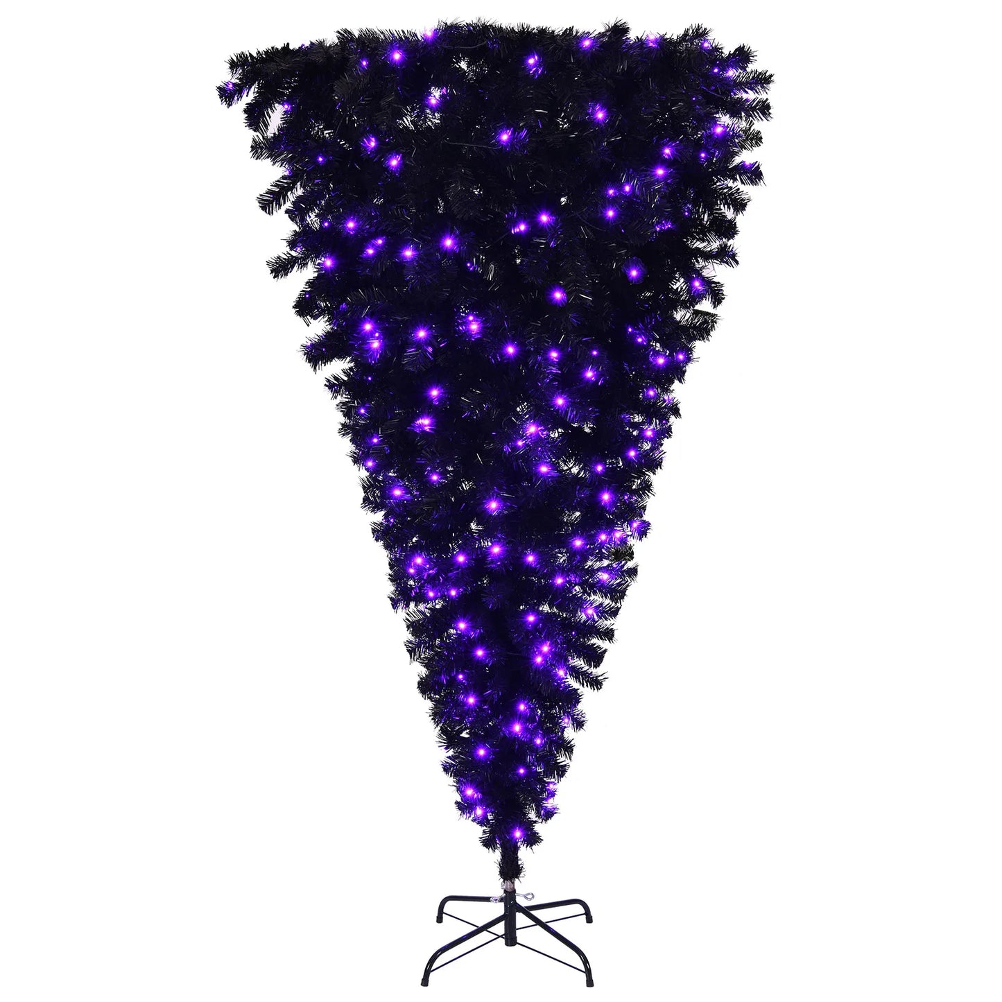 6ft Pre-Lit Premium Hinged Artificial Xmas Christmas Tree 250 LED Light Black