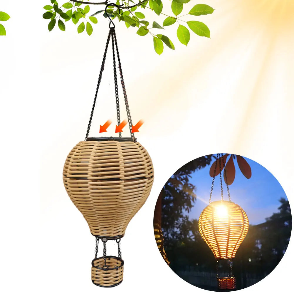 Solar Hot Air Balloon Lantern Hanging Solar Lantern Outdoor Lights Waterproof Lanterns Garden Patio Yard Party Decor
