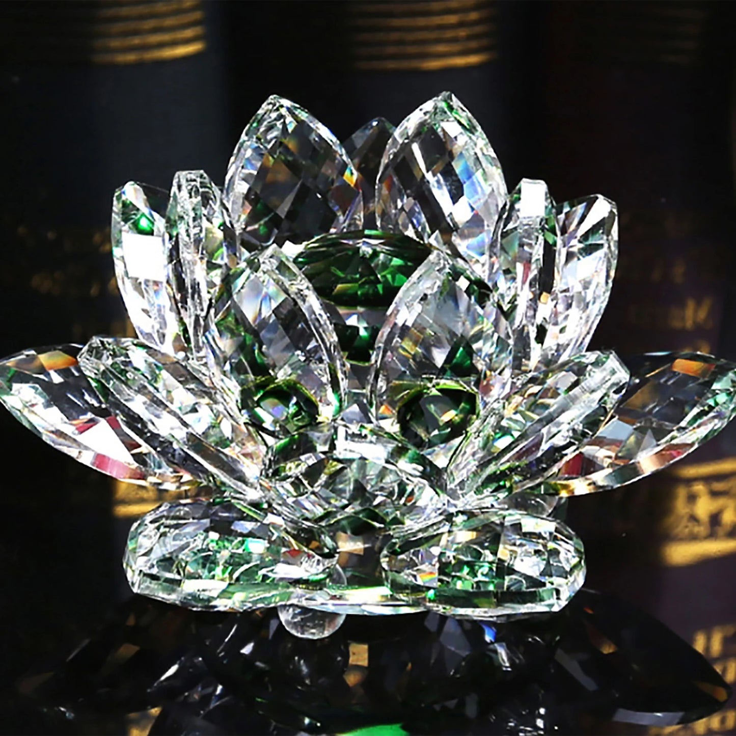 Crystal Lotus Flower Figurines Flower Crafts Glass Car Figurines for Tabletop Centerpiece Home Office
