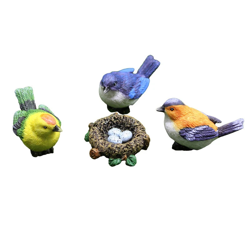 Birdie Figurines Gardening Ornaments 4Pcs/Set Bird's Nest Bird Eggs Landscape Mini Bonsai Simulation Model Dollhouse Decor
