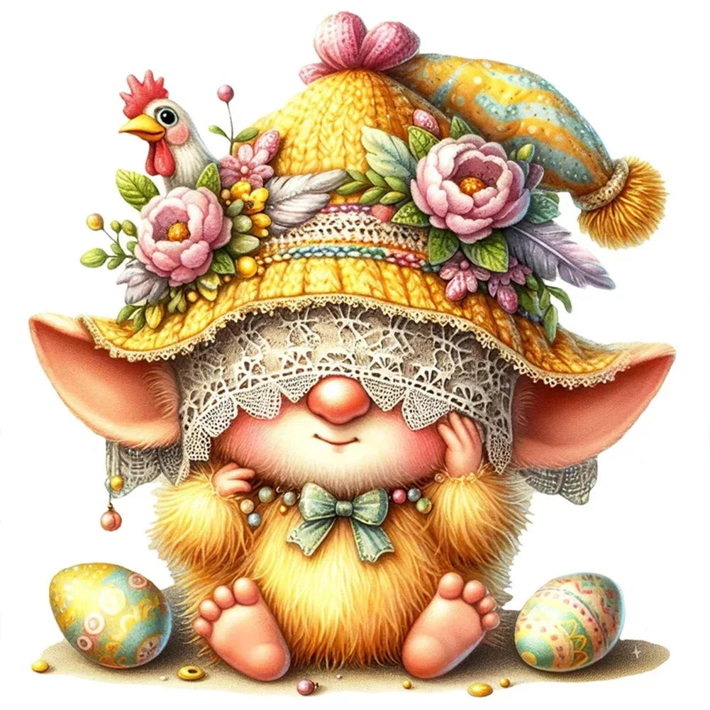 30*30CM 5D DIY Full Round Drill Diamond Painting Easter Gnome Egg Kit Home Decoration Art Craft Mosaic Painting