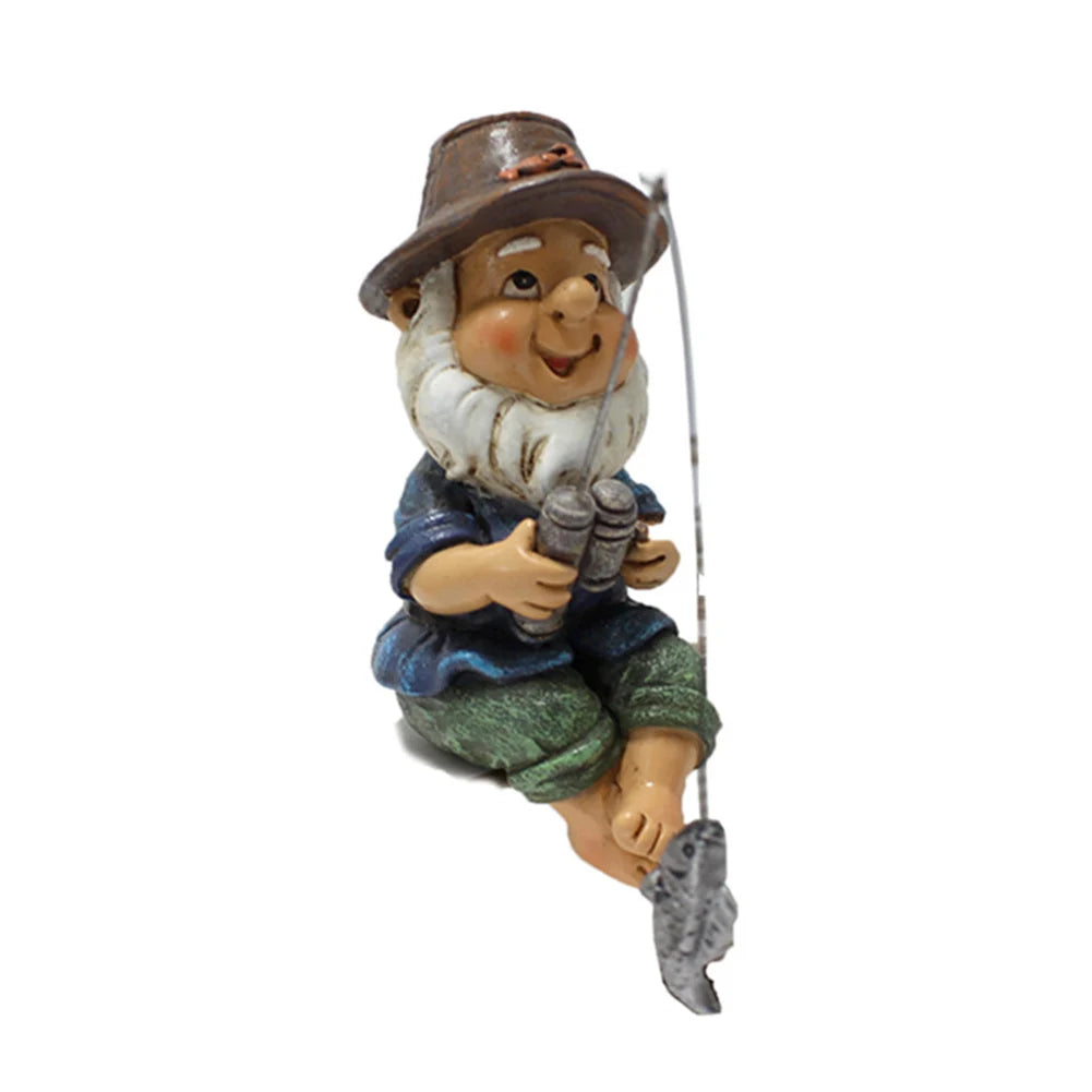 Creative Fishing Gnome Waterproof Fishing Dwarf Elf Figurines Sun Protection Ingenious Design for Outdoor Home Garden Yard Decor