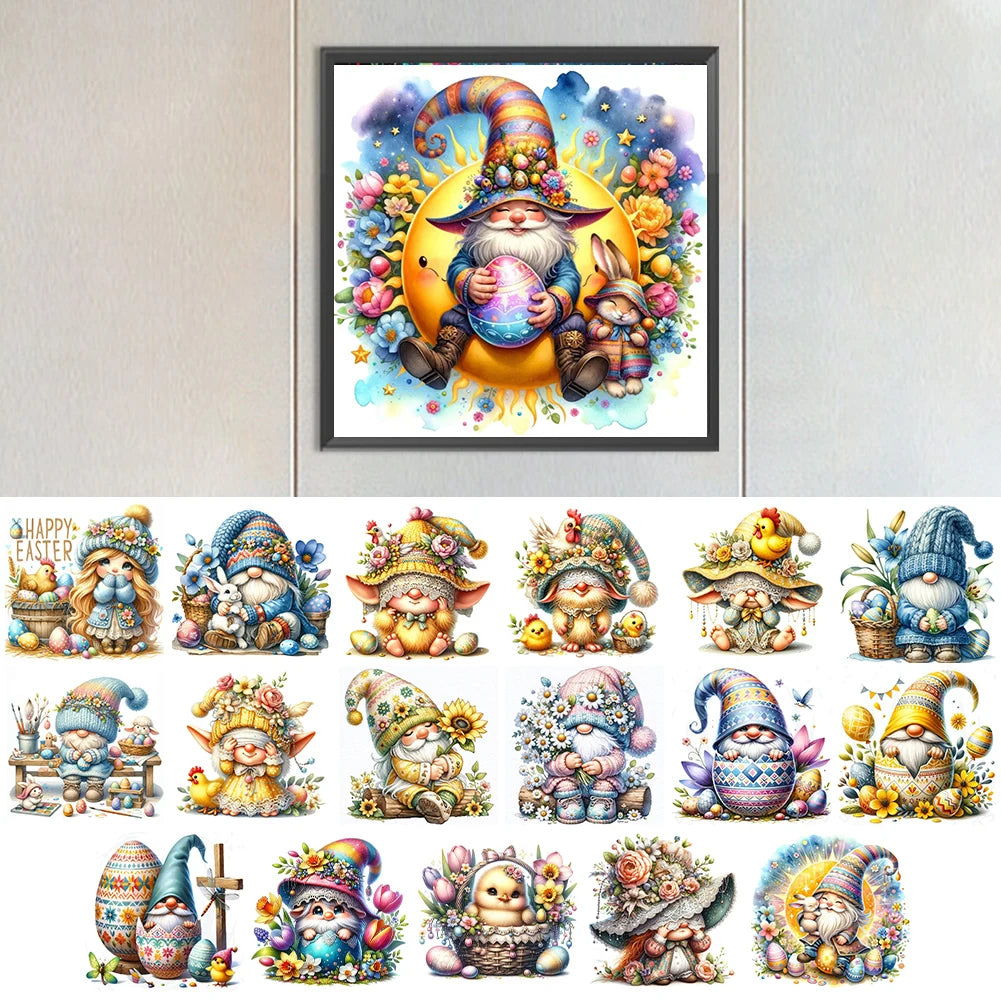 30*30CM 5D DIY Full Round Drill Diamond Painting Easter Gnome Egg Kit Home Decoration Art Craft Mosaic Painting