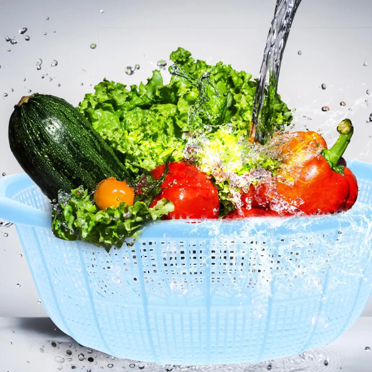 4pcs Plastic Rice Washing Basket and Strainer Set, Multifunctional Colander for Vegetables, Fruits, Pasta, and Dough Preparatio
