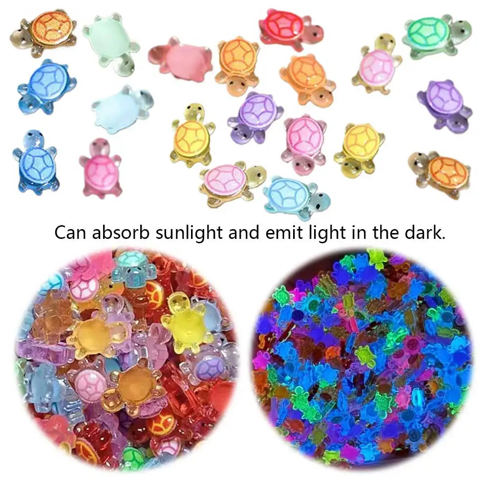 100Pcs Mini Resin Turtles Night Glow Turtle Figurines Realistic Tiny Turtles Small Animals Figures for DIY Fairy Garden Decor