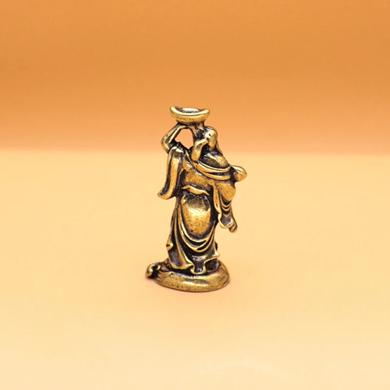 Maitreya Buddha Miniatures Figurines Brass Small Statue Ornaments Home Decor Craft for Living Room Desk Decoration
