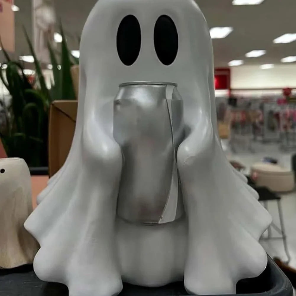 Halloween Ghost Can Holder Spooky Decor Drink Holder Cute Ghost Drink Holder Ghost Beverage Holder for Parties Gatherings