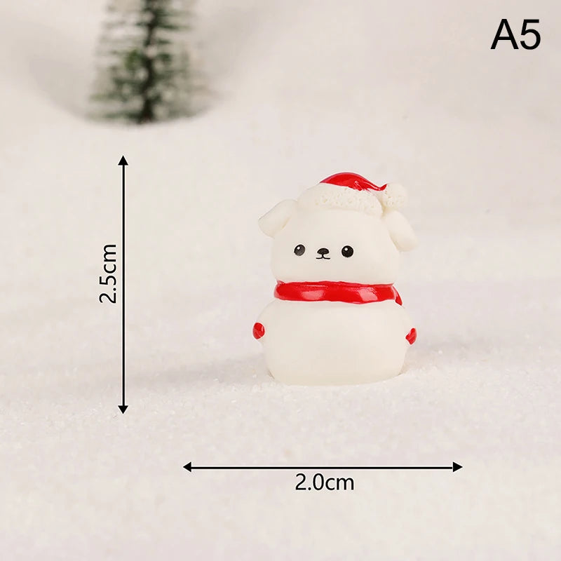 1Pc Mini Christmas Decoration Elk Christmas Figurines Fairy Garden Decor Snow Landscape Model Ornaments Resin Miniatures