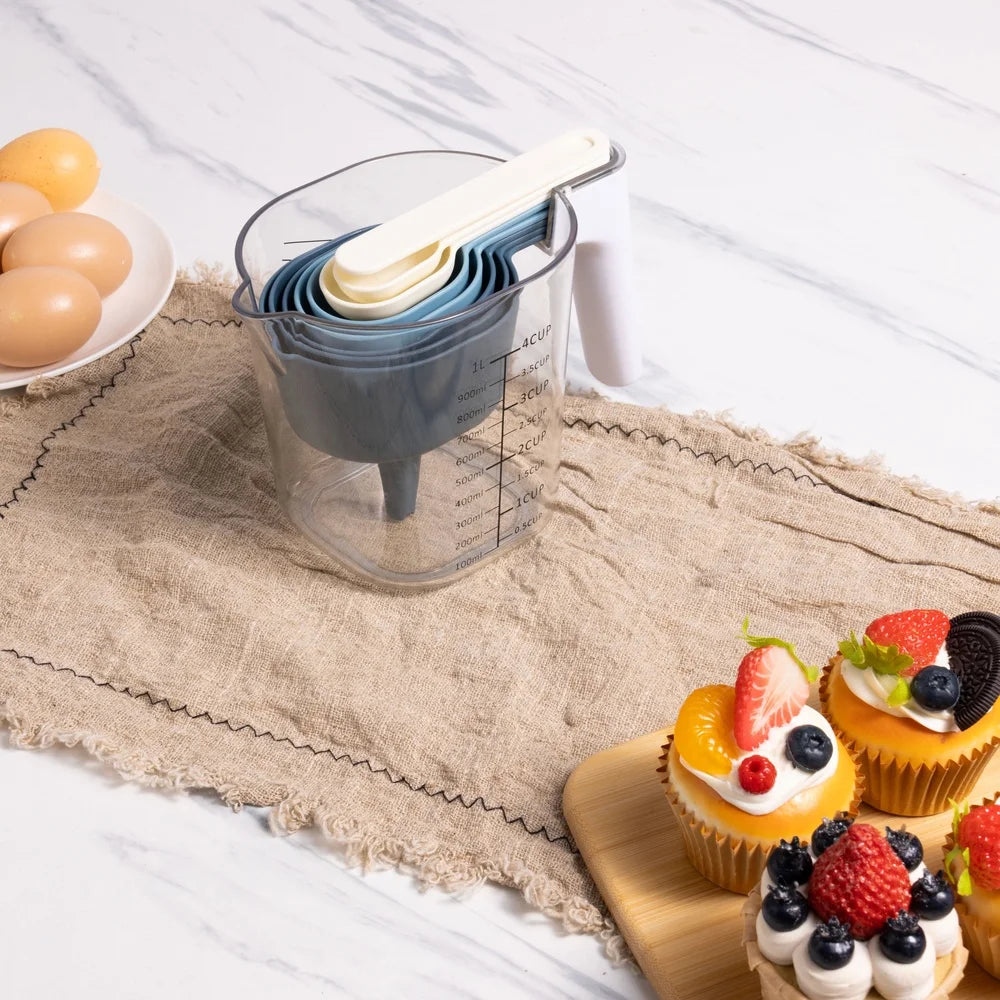 9-Piece Stackable Measuring Set Kitchen Tools Accurate Measurement Cups Spoons Non-Toxic Heat Resistant Ideal Cooking Baking