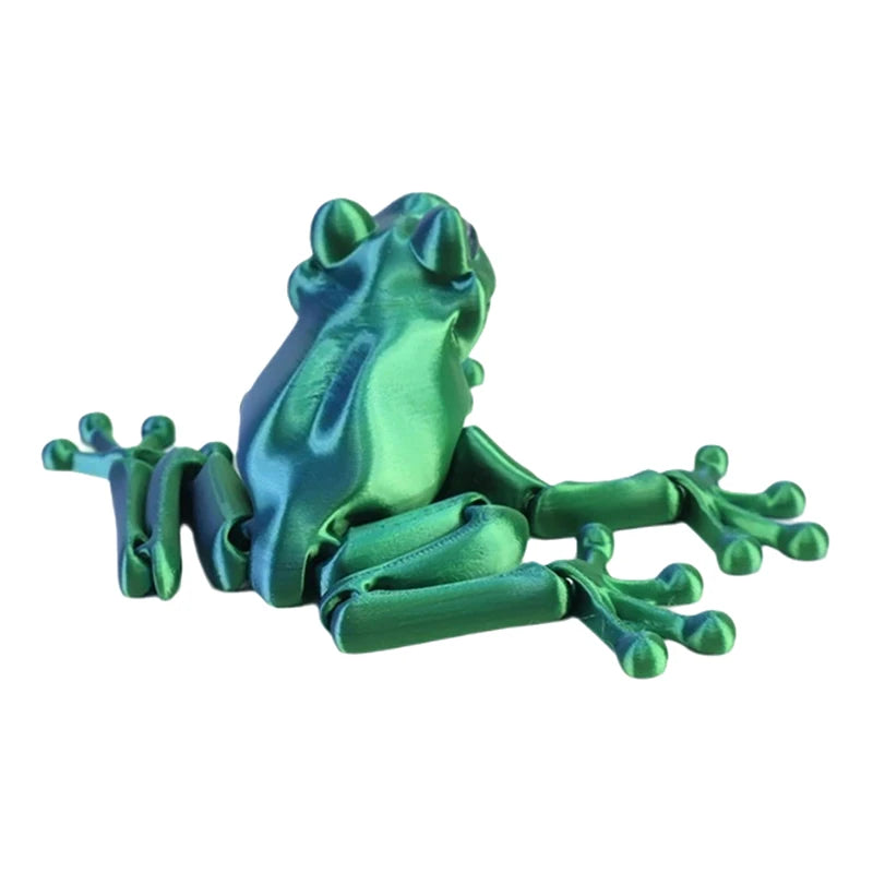 1 Piece Kids Gift 3D Printed Mini Cute Frog Figure Multi-joint Movable With Glittering Eyes For Room Decoration DIY Accessories